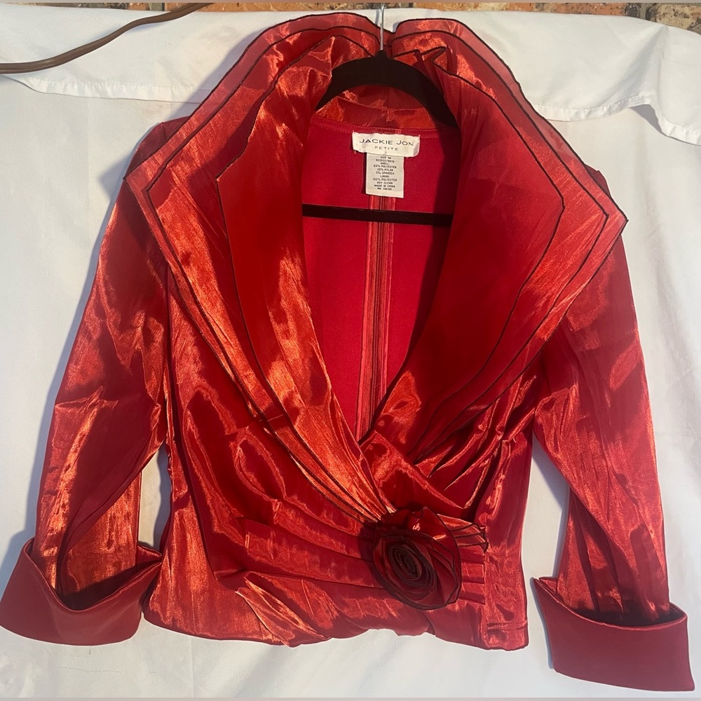 Jackie Jon Red Evening Blouse - Perfect for upcoming Christmas Parties!
